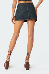 Elara Washed Denim Mini Skirt