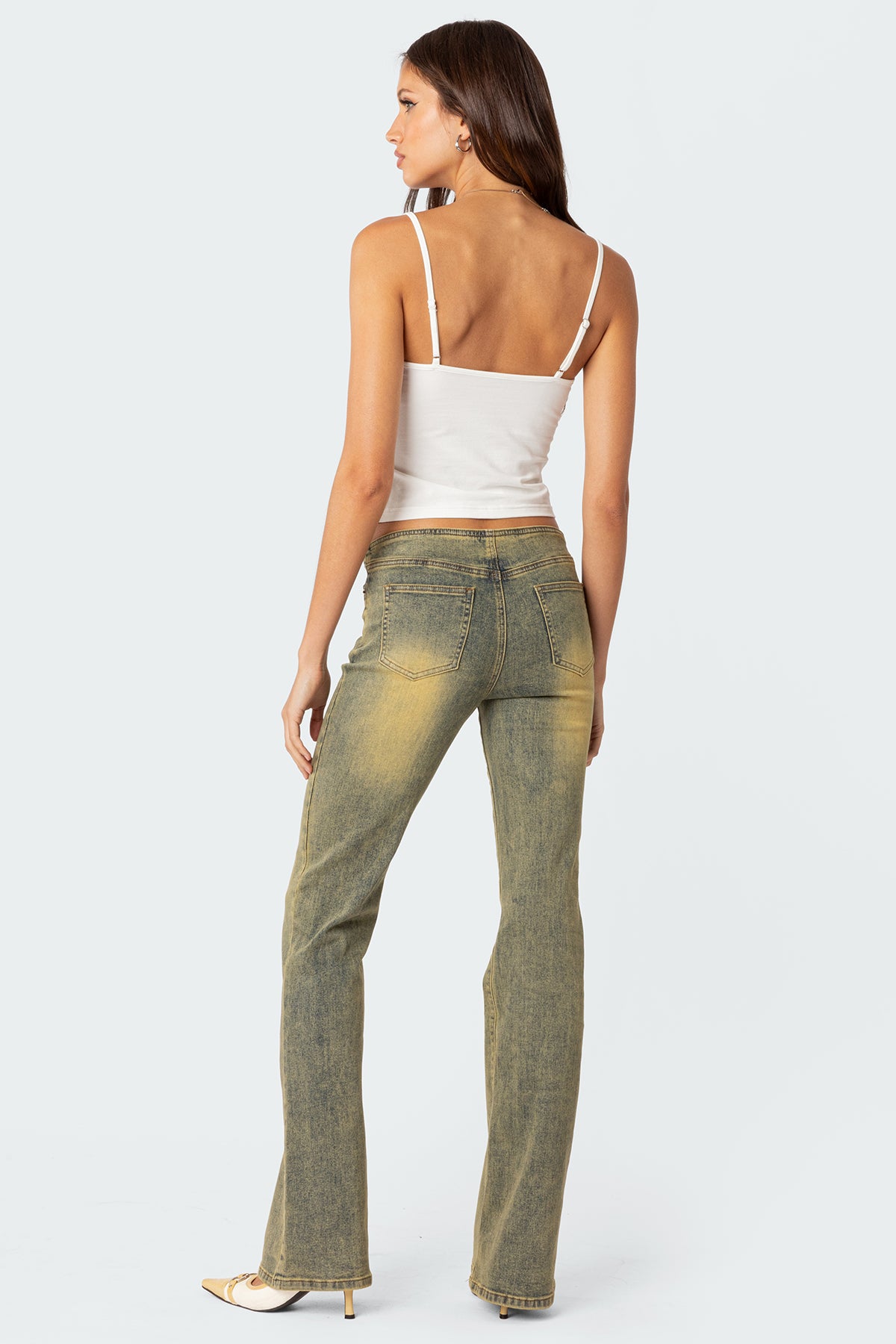 Maris Low Rise Washed Flared Jeans