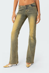 Maris Low Rise Washed Flared Jeans