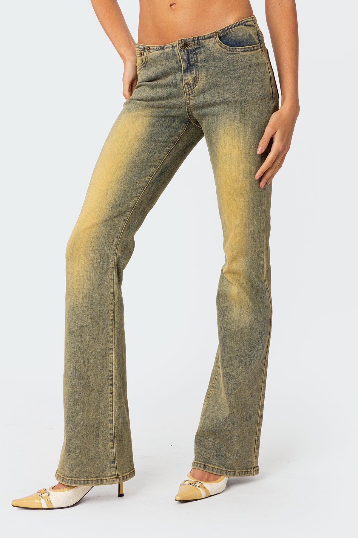 Maris Low Rise Washed Flared Jeans