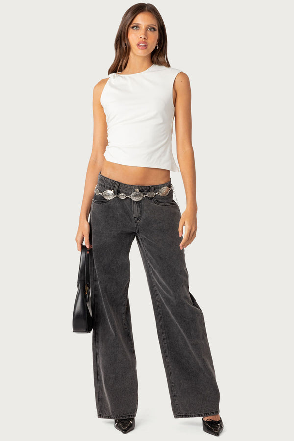 Raelynn Washed Low Rise Baggy Jeans