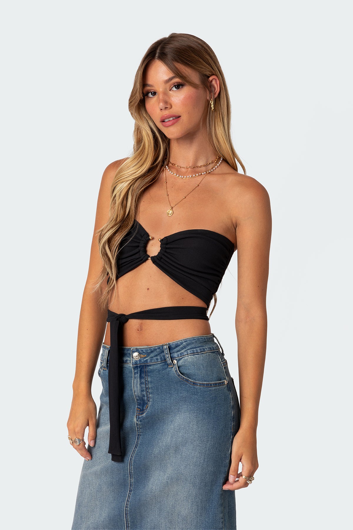 Zia Ribbed Ring Tie Crop Top