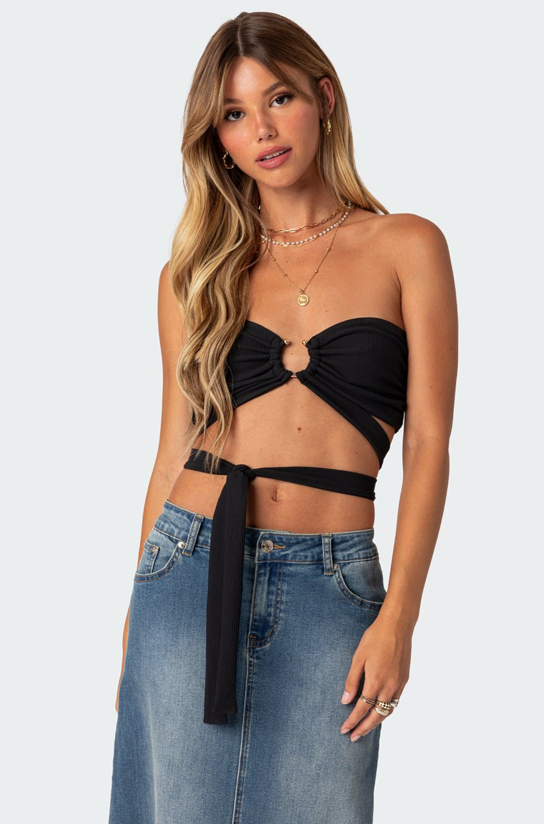 Zia Ribbed Ring Tie Crop Top