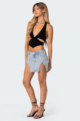 Cady Tie Front Cut Out Top