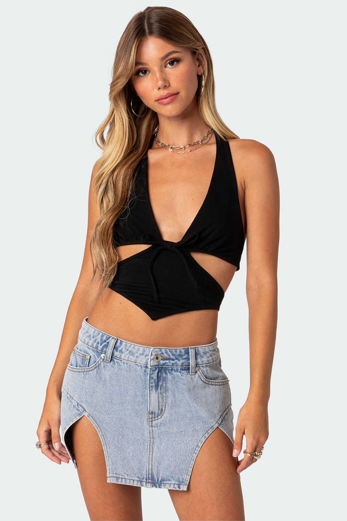 Cady Tie Front Cut Out Top