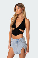 Cady Tie Front Cut Out Top