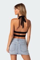 Cady Tie Front Cut Out Top