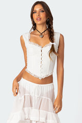 Button Front Lacey Corset