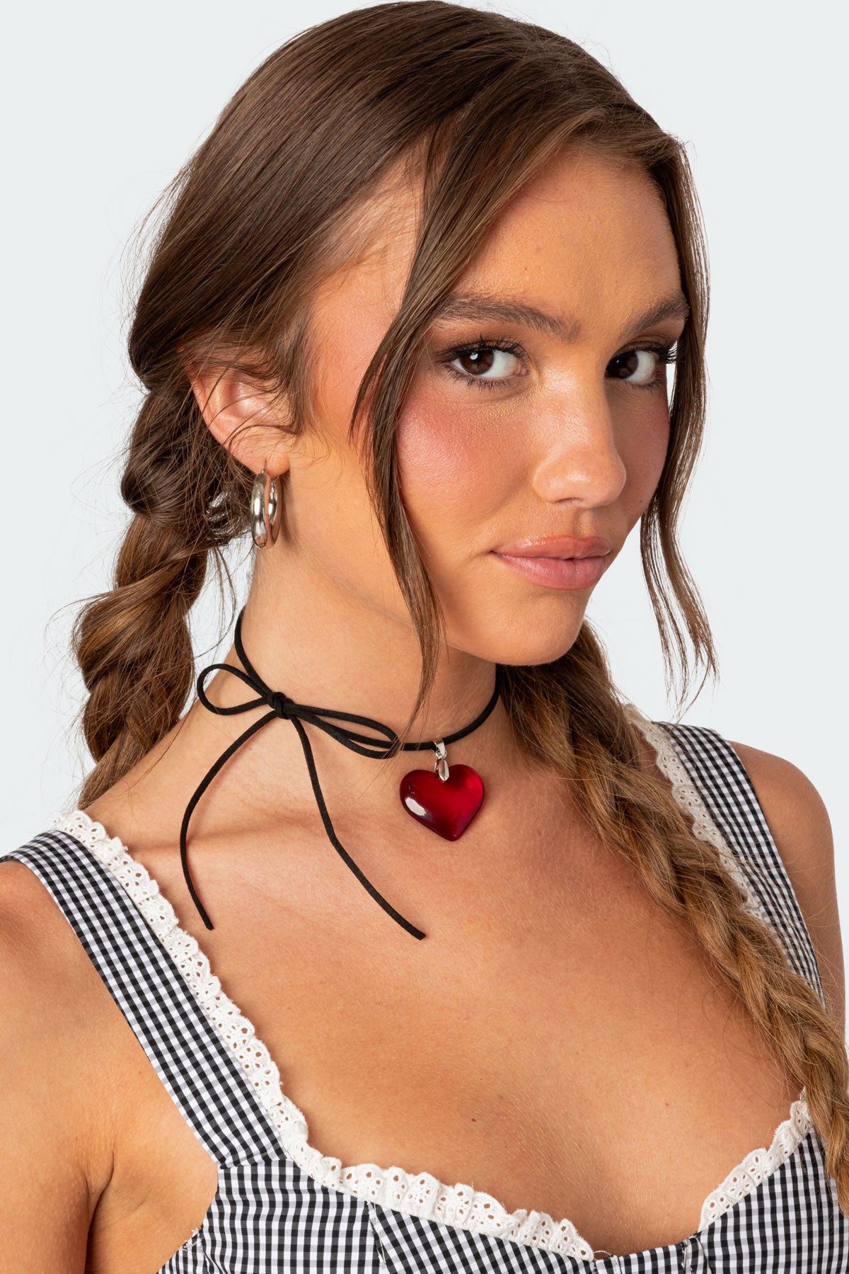 Heart Pendant Tie Choker