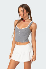 Gingham Lace Up Bustier Corset