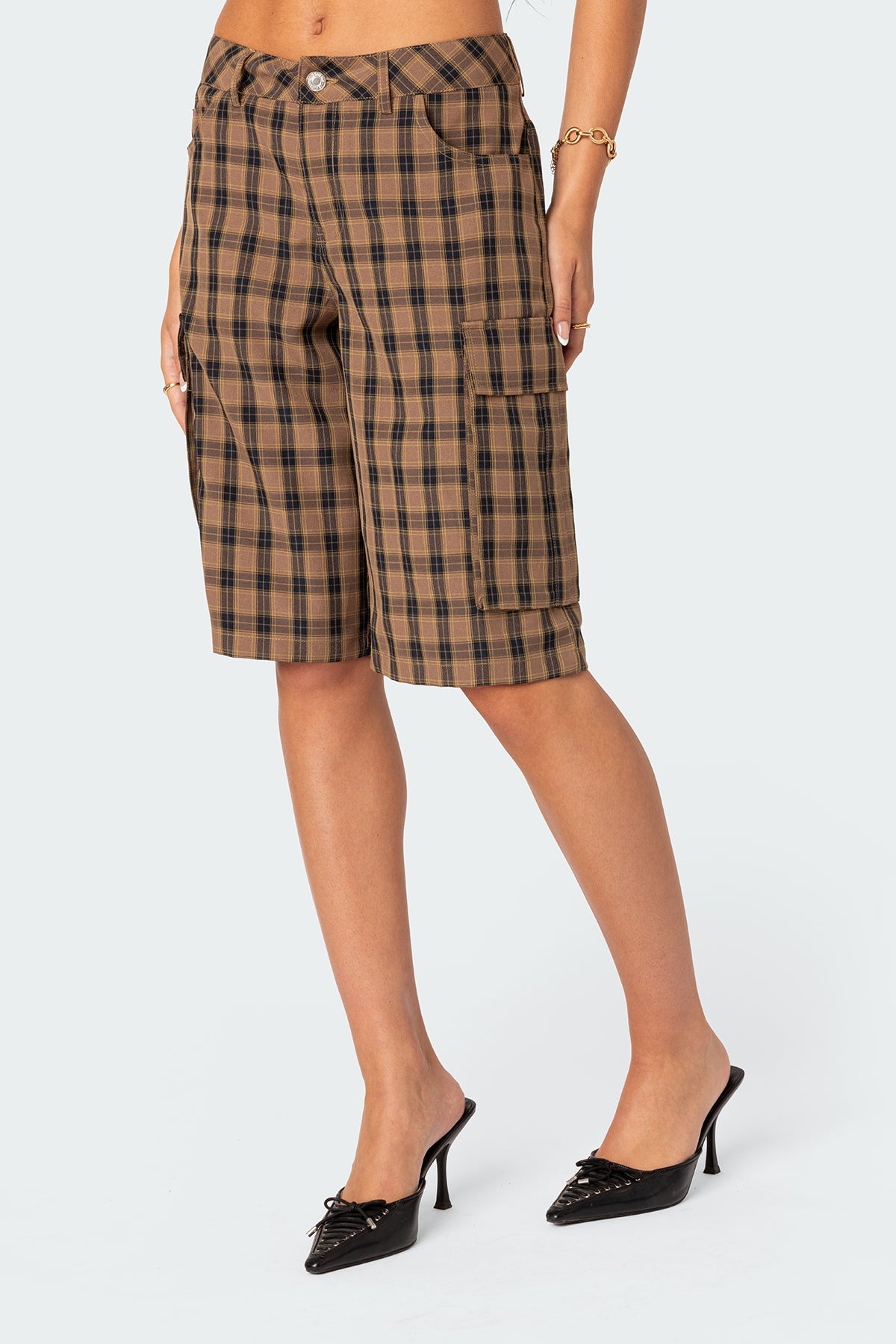 Plaid Cargo Bermuda Shorts