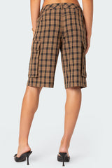 Plaid Cargo Bermuda Shorts