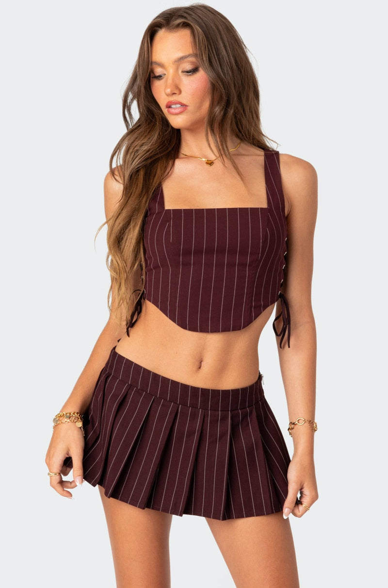 Pinstripe Side Lace Up Corset