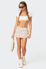 Traveler Printed Denim Mini Skirt