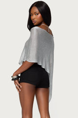 Azalia Asymmetric Knit Poncho