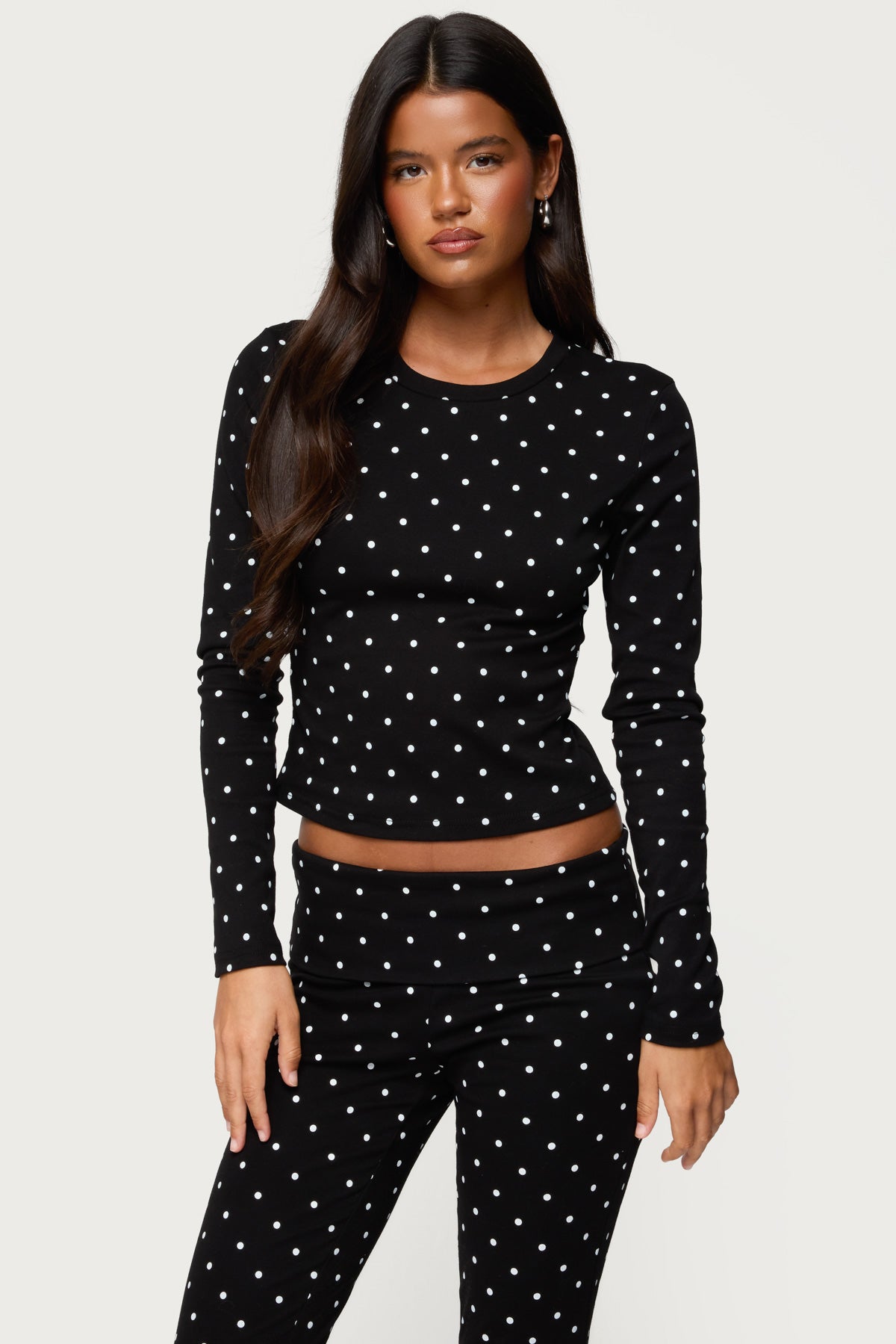 Daliya Polka Dot Long Sleeve Top – edikted