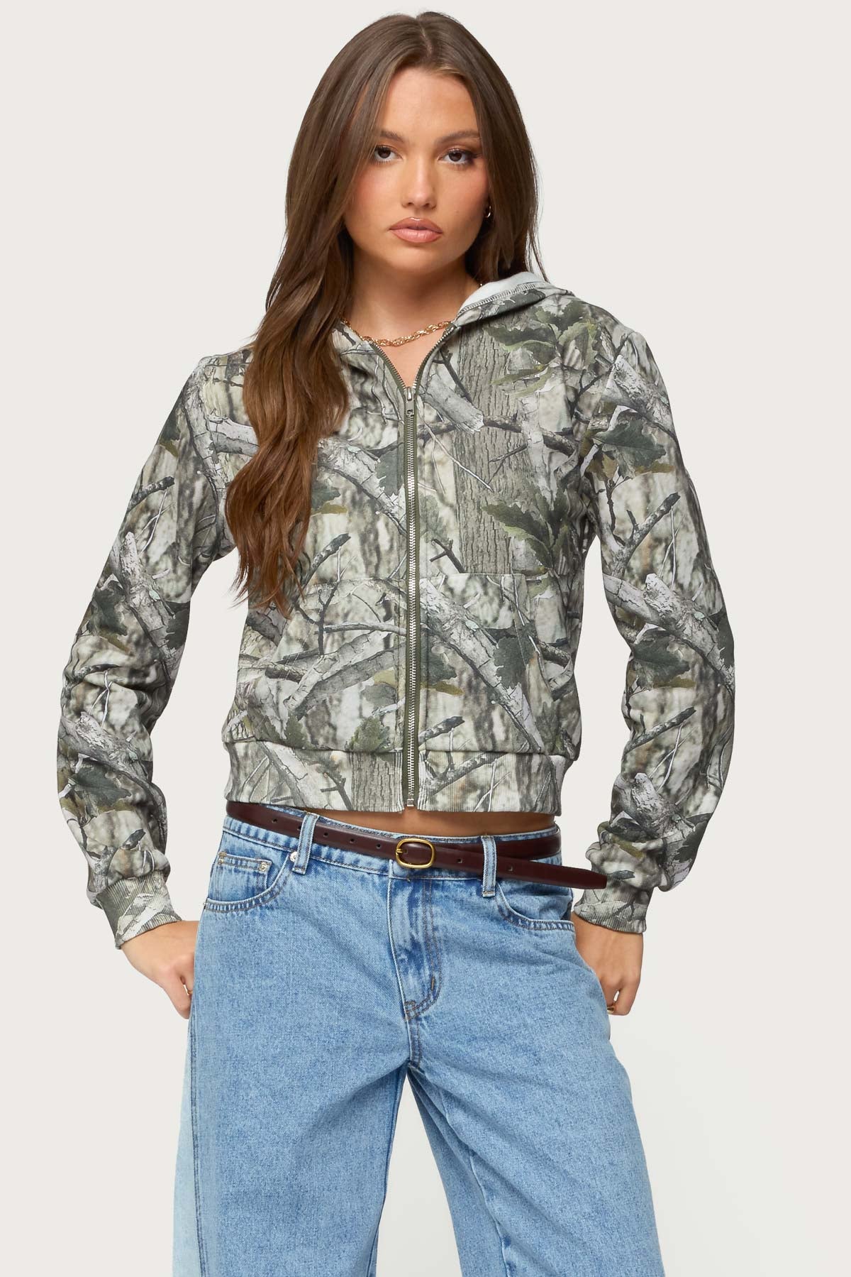 Tayler Camo Zip Up Hoodie – edikted