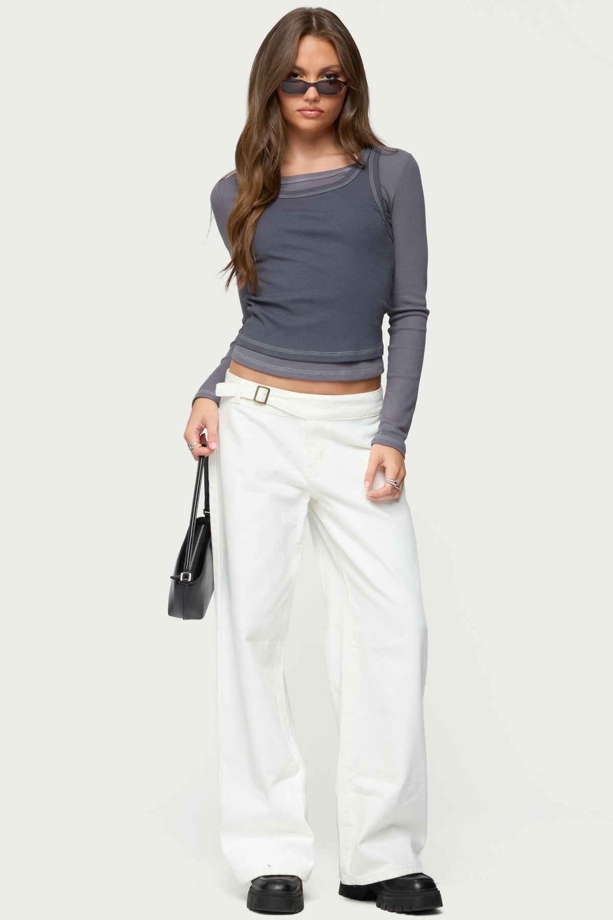 Zane Contrast Layered Long Sleeve Top – edikted