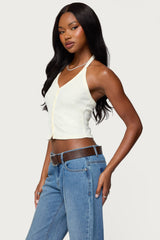 Cardigan & Halter Two Piece Knit Top