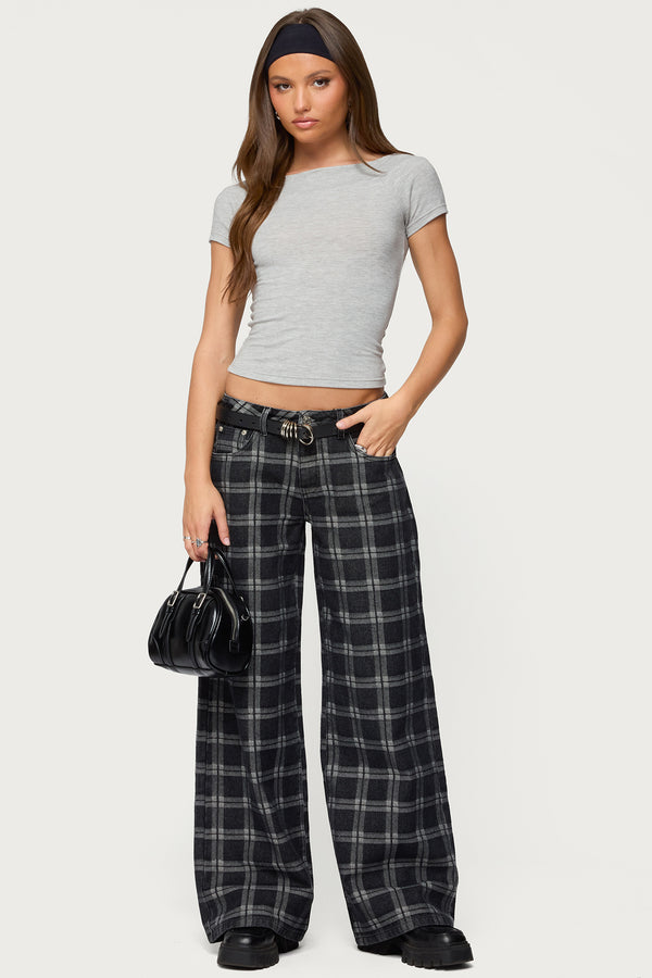 Kailani Plaid Low Rise Baggy Jeans