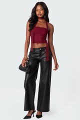 Faux Leather Straight Leg Pants