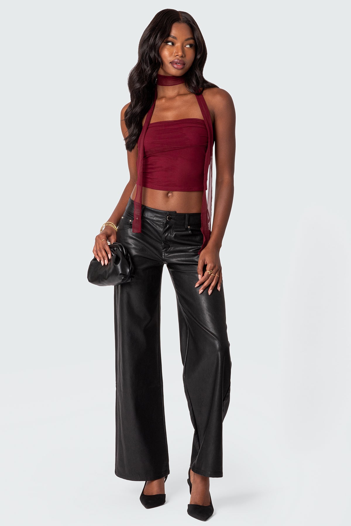 Faux Leather Straight Leg Pants