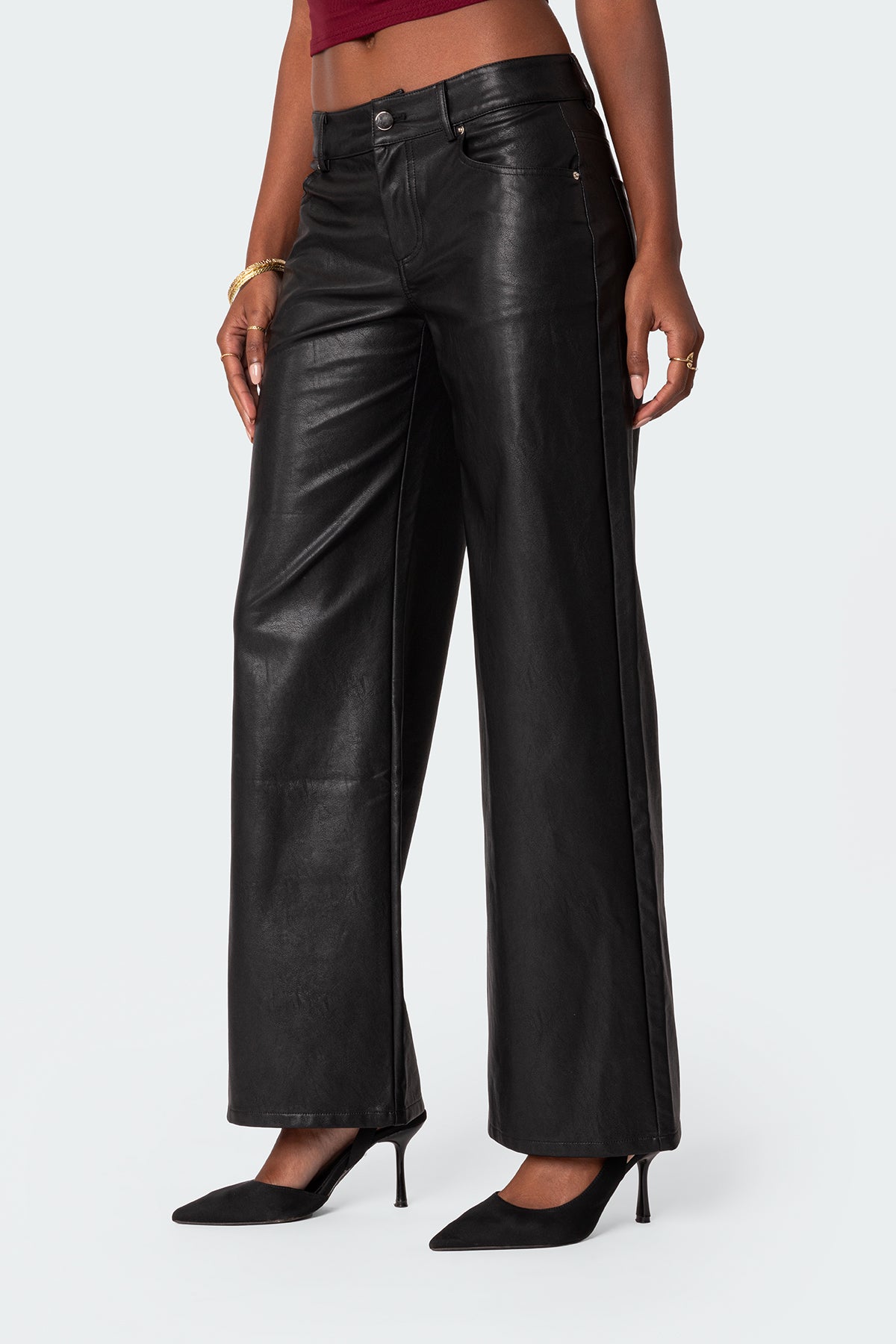 Faux Leather Straight Leg Pants