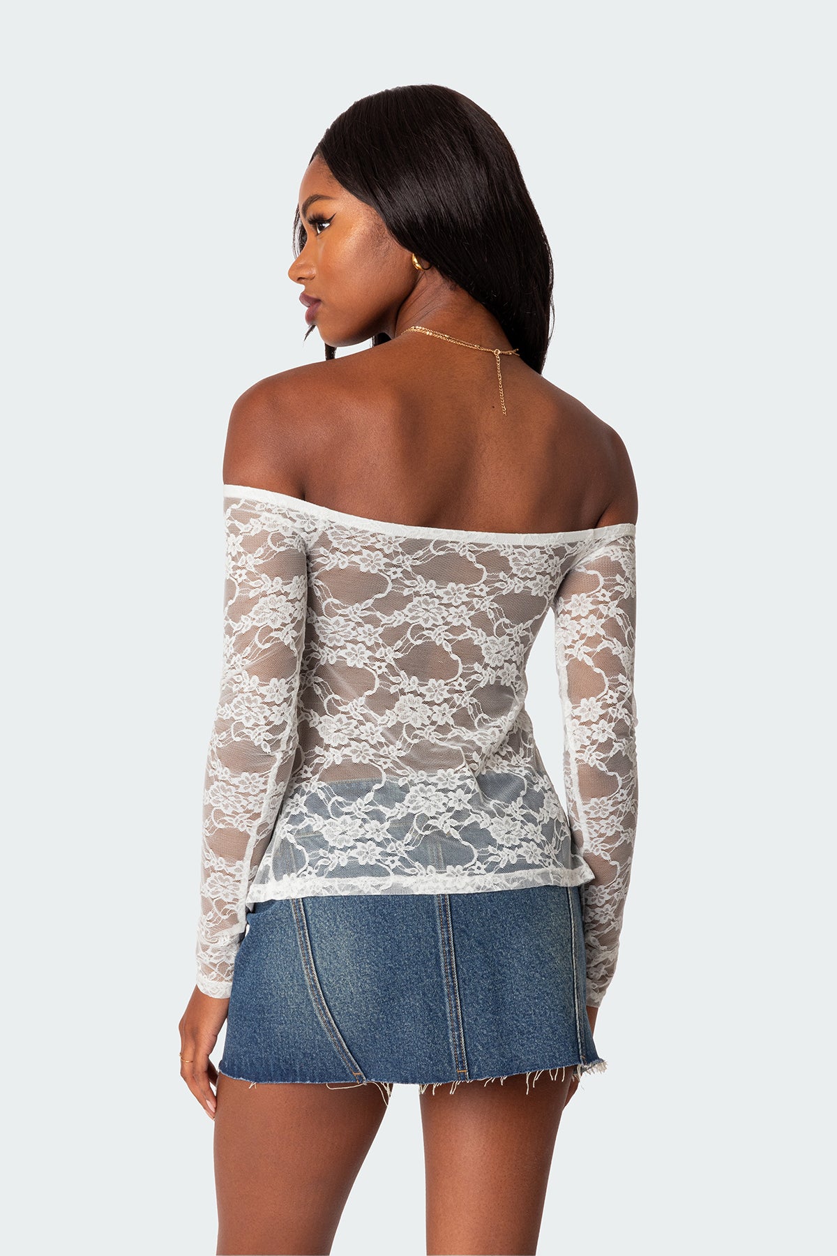 Odessa Split Front Sheer Lace Top