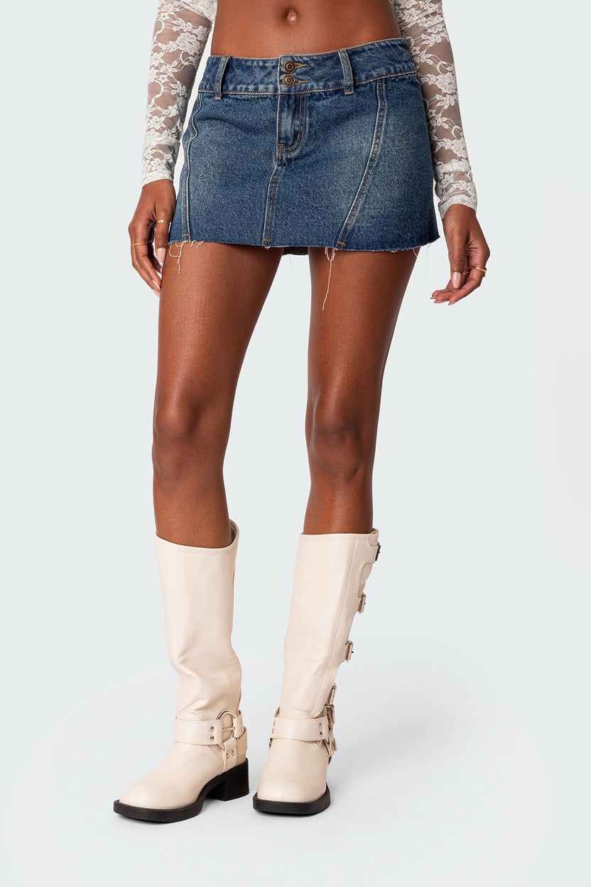 Donnie Washed Denim Mini Skirt – edikted