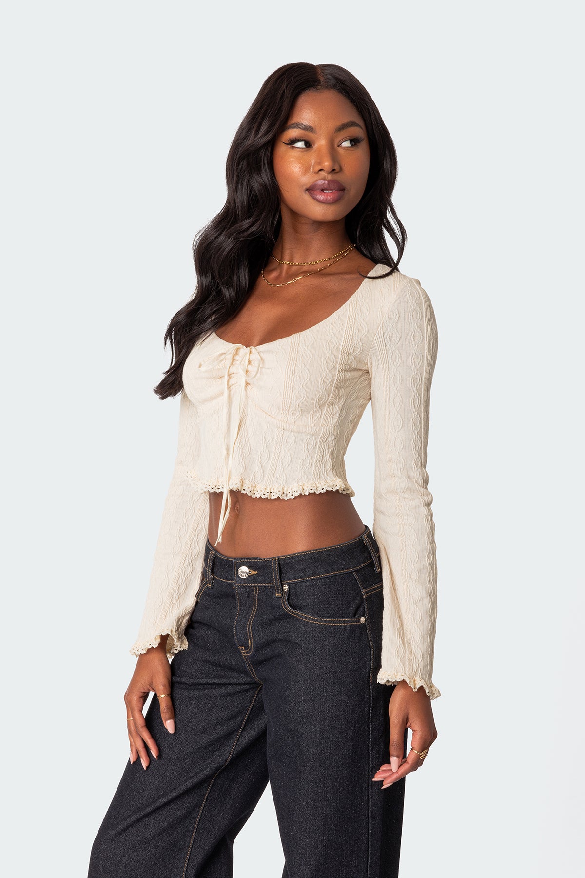 Lacey Long Sleeve Knit Top
