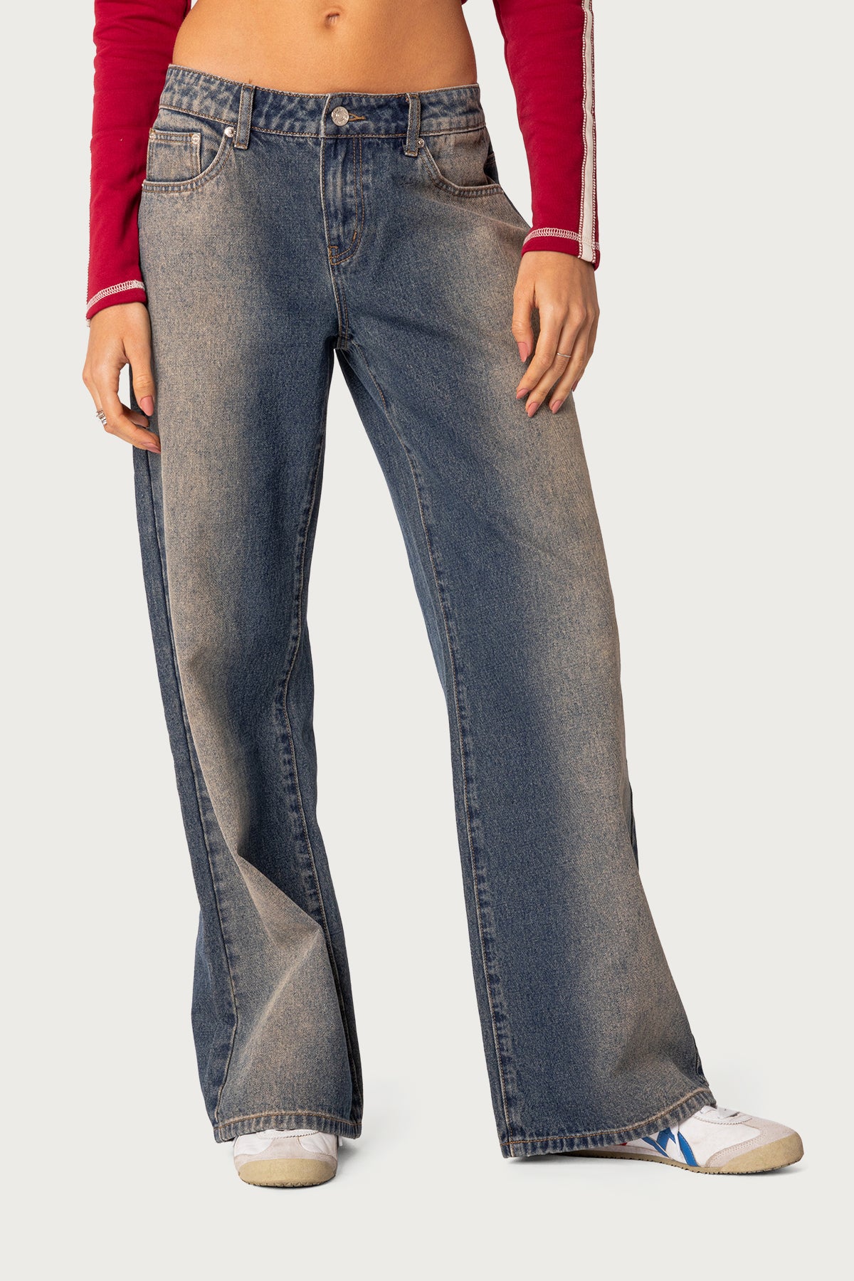 Raelynn Washed Low Rise Baggy Jeans