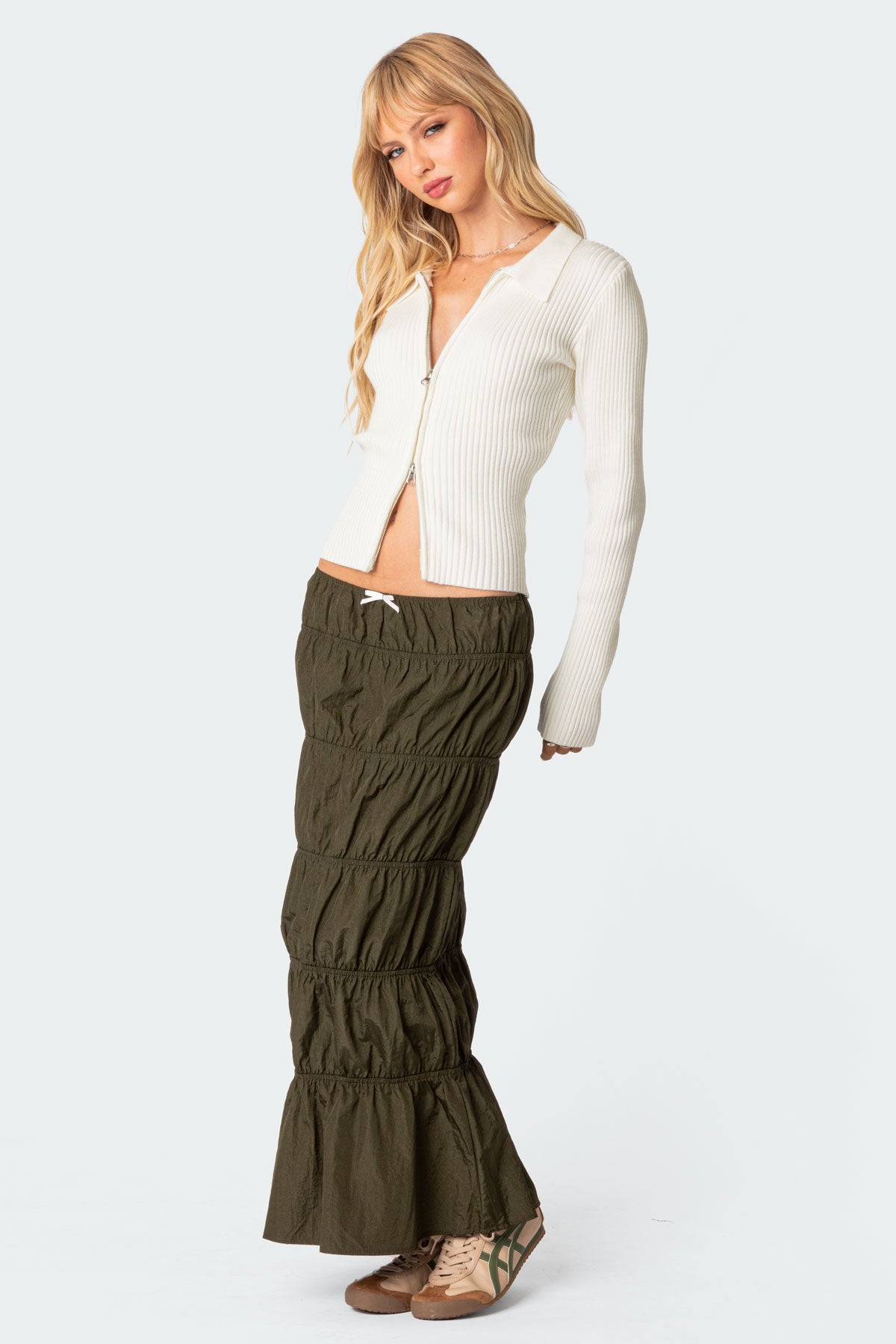 Tiered Scrunch Maxi Skirt