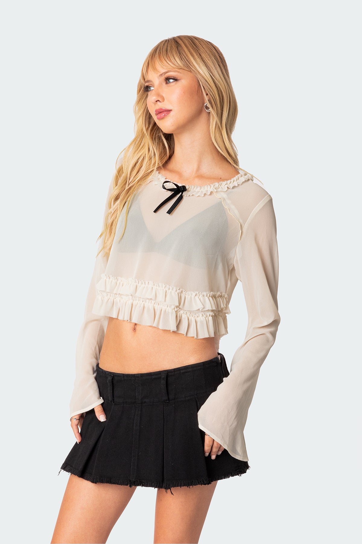 Grace Sheer Ruffle Chiffon Top