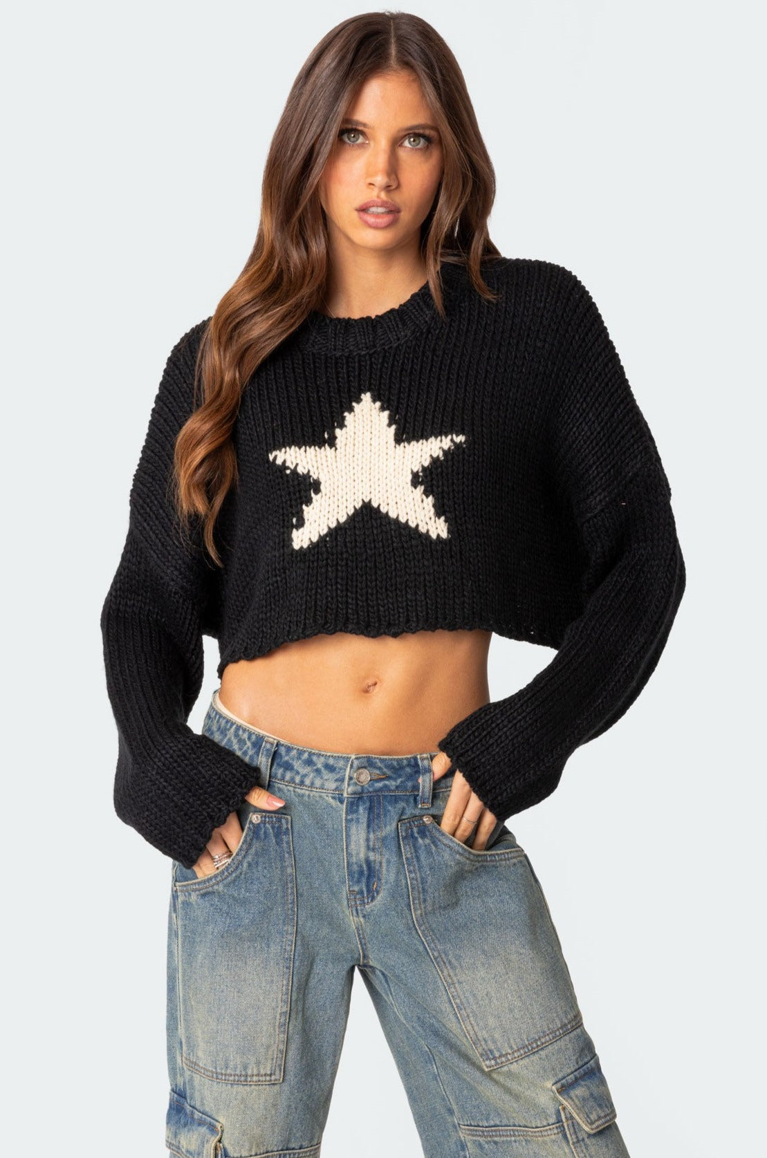 Mega Star Cropped Sweater – edikted