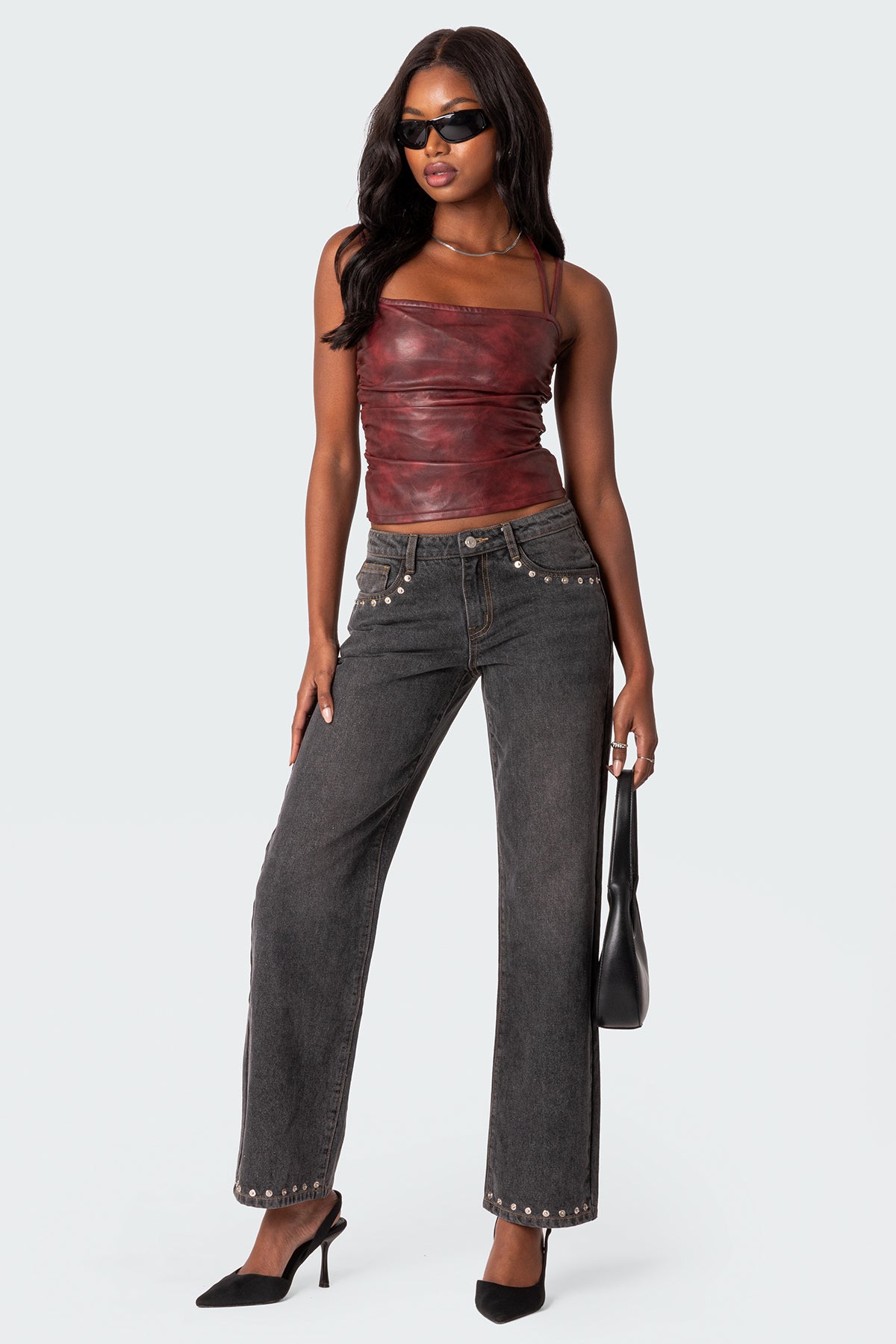 Haze Strappy Faux Leather Top