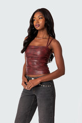 Haze Strappy Faux Leather Top