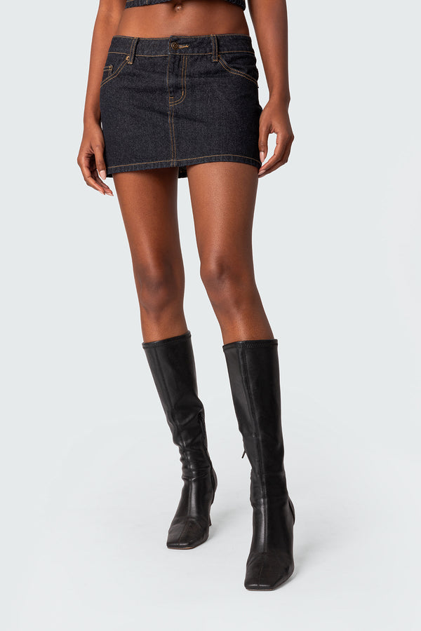 Foster Washed Denim Mini Skirt