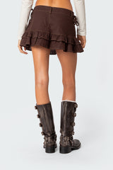 Dev Ruffle Linen Look Mini Skirt