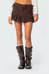 Dev Ruffle Linen Look Mini Skirt