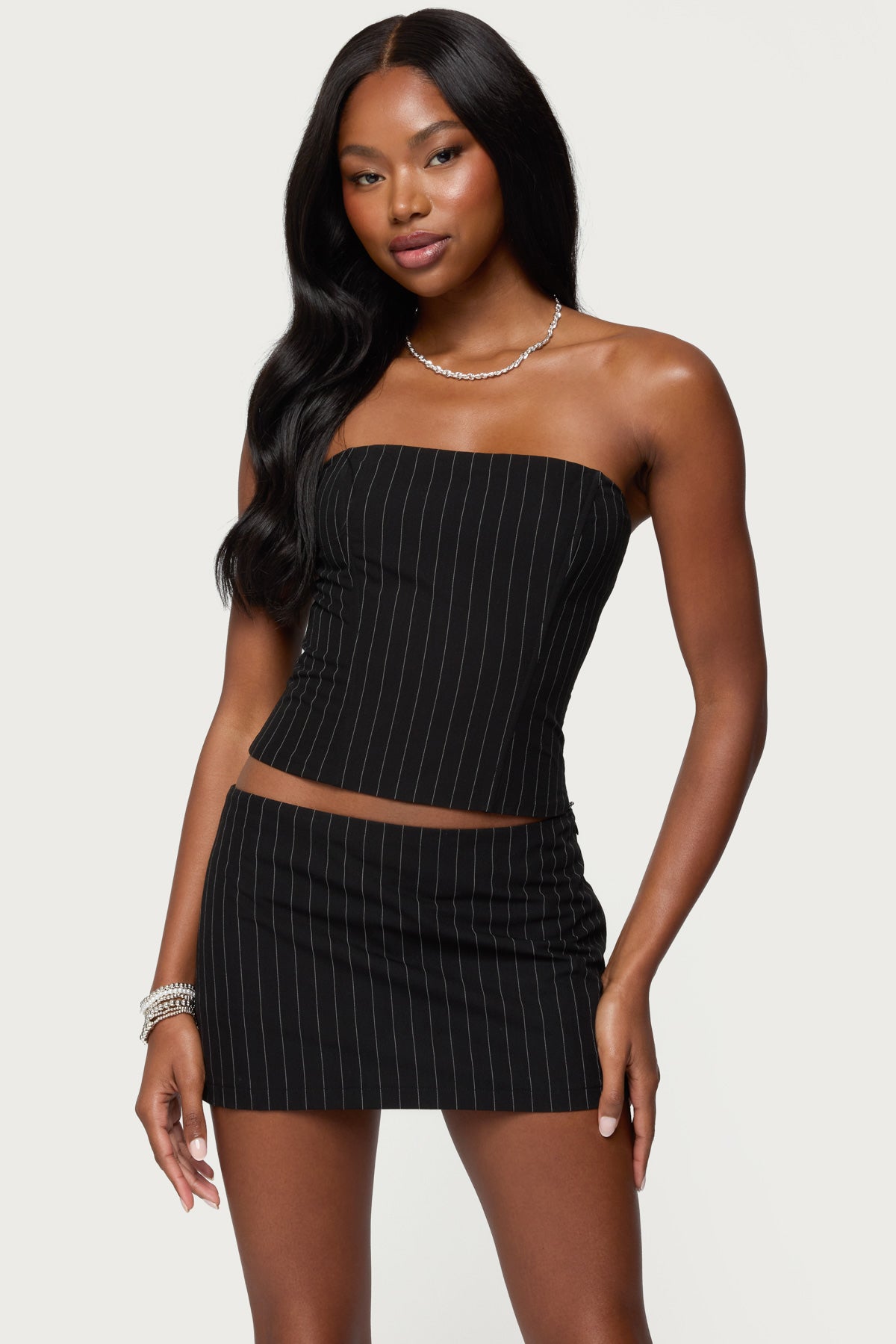 Maeve Pinstripe Strapless Corset – edikted