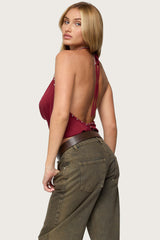 Irina Stud Cowl Neck Halter Top