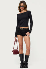 Zaina Hook & Eye Boat Neck Top