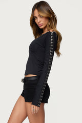 Zaina Hook & Eye Boat Neck Top