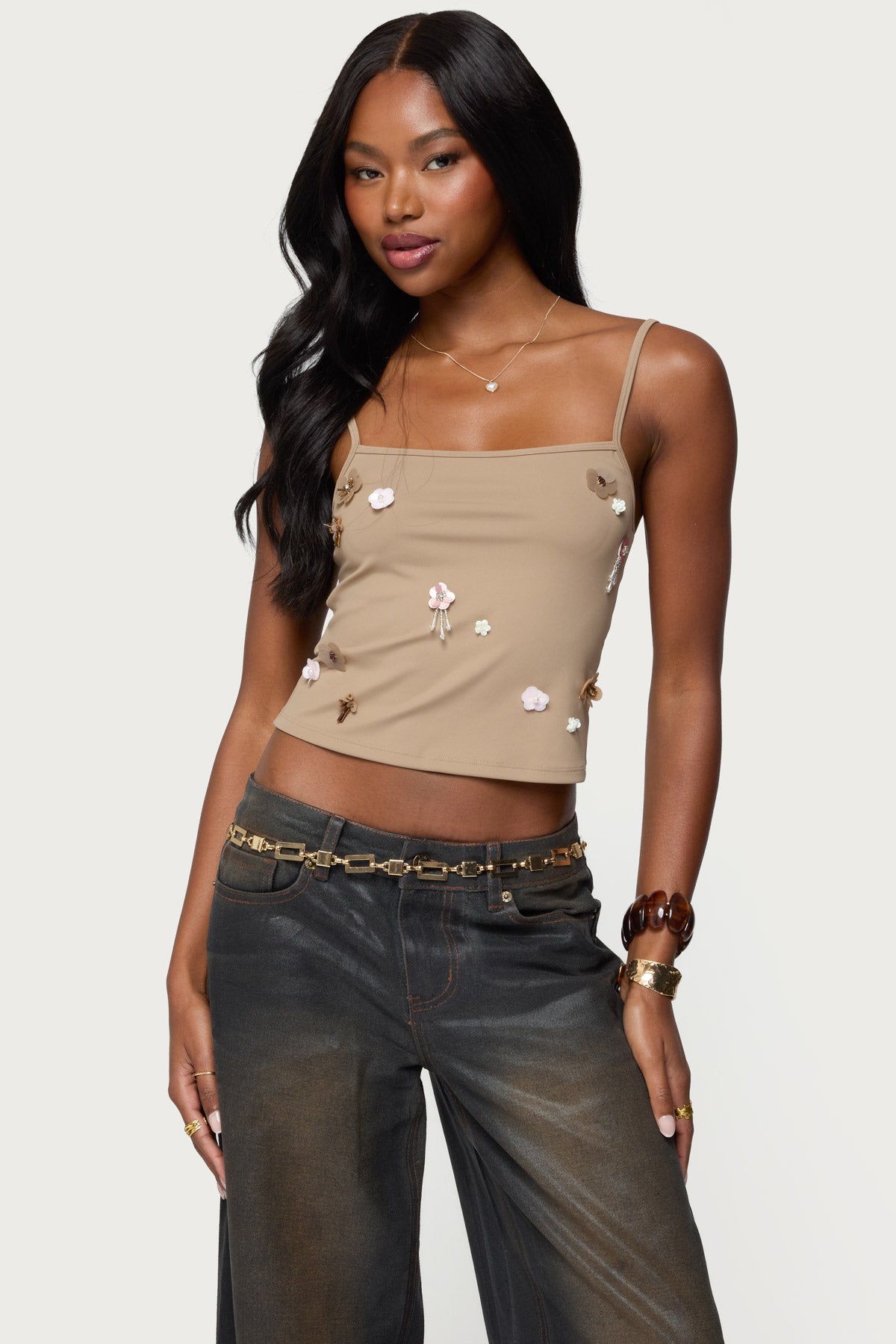 Malia Flower Applique Tank Top – edikted