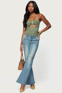 Jenni Washed Low Rise Flared Jeans