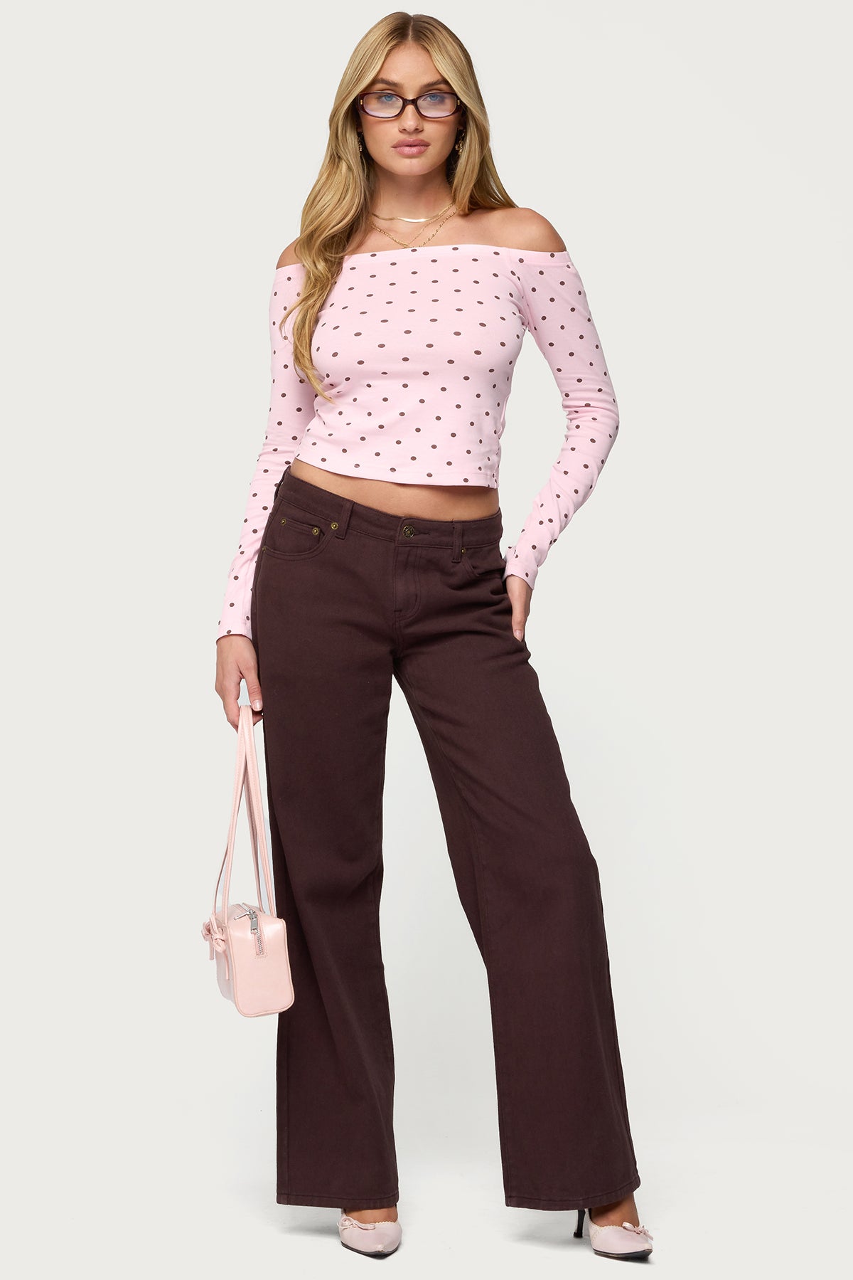 Leandra Off Shoulder Polka Dot Top – edikted