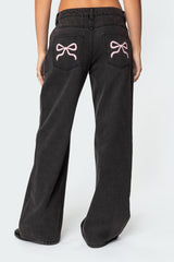 Bow Pocket Relaxed Jeans