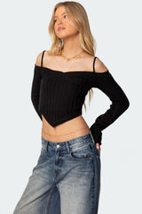 Triangle Hem Off Shoulder Sweater