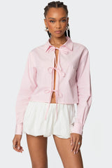 Melrose Tie Front Collared Top