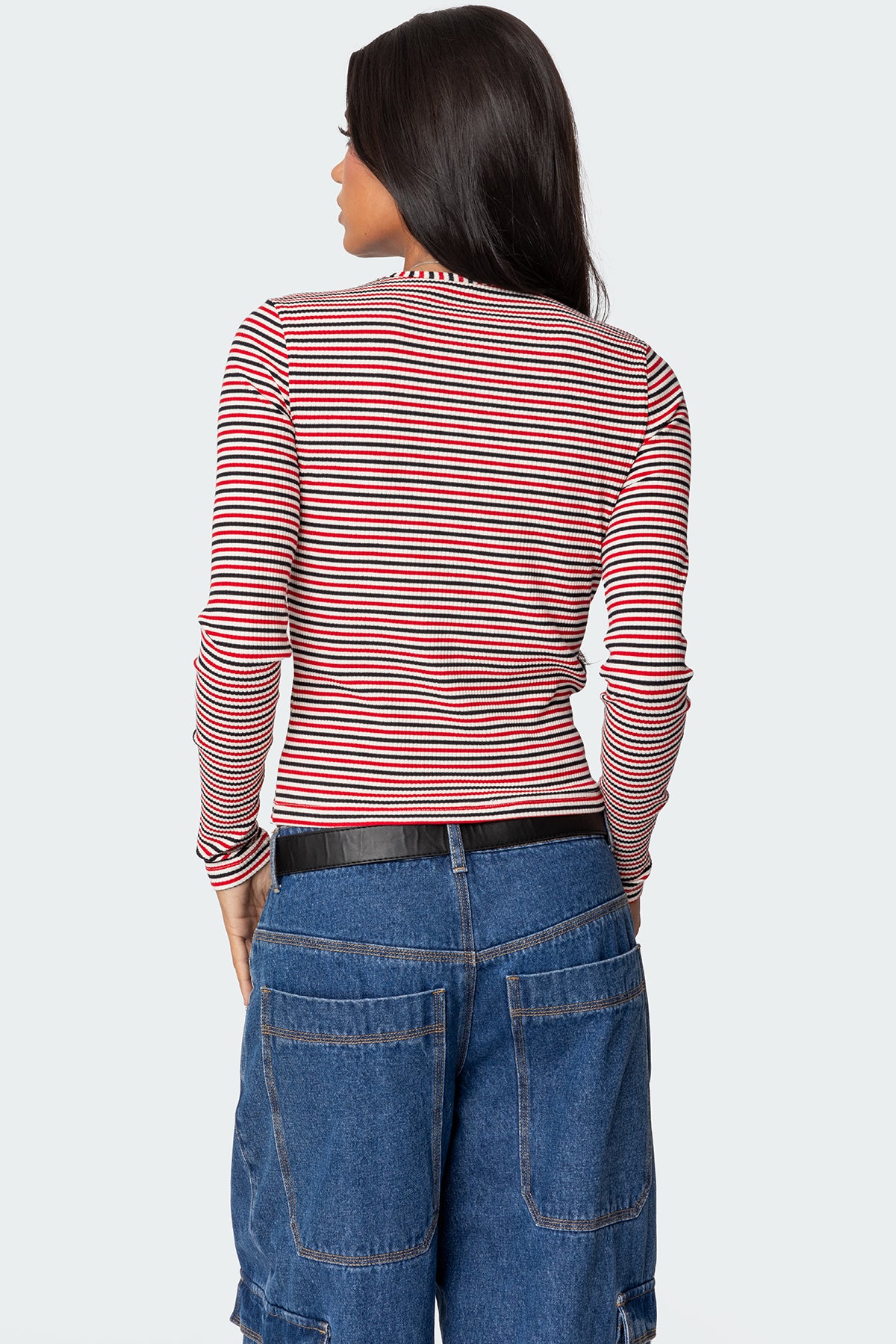 Corina Ribbed Stripey Long Sleeve T Shirt